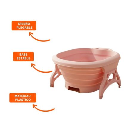 Recipiente Portatil con Masajeador de Pies Rosado para Relajacion Total Y+Ligas Regalo
