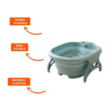 Recipiente Portatil con Masajeador de Pies Celeste para Relajacion Total Y+Ligas Regalo