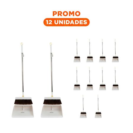 Pack12 Combo de Limpieza con Escoba y Recogedor Blanco para Limpieza Comoda Y+Regalo Sticker
