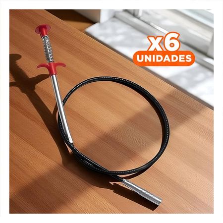 Pack6 Cable de Limpieza Intensiva para Conductos de Drenaje Negro Y+Papel Regalo