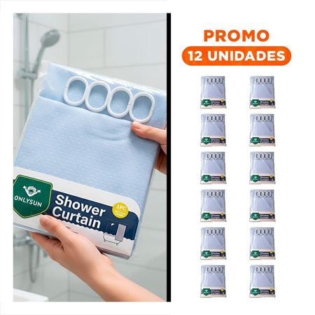 Pack12 Proteccion para Entorno de Ducha Patron Triangulos Celeste 180x180cm Y+Regalo Sticker