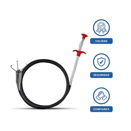 Herramienta de Drenaje para Retiro de Residuos en Negro con 200cm Y+Ligas Regalo