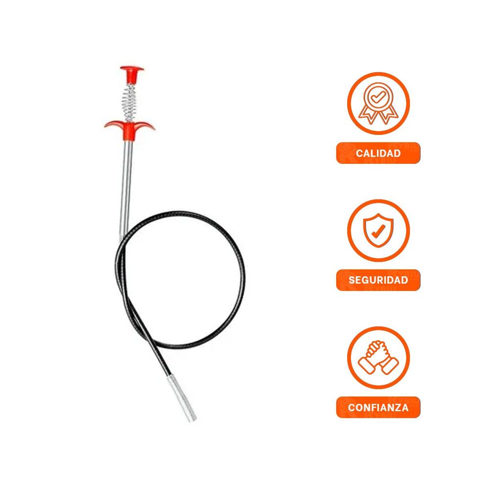 Destapador Tipo Gancho Funcional para Quitar Residuos Negro Casa Y+Ligas Regalo