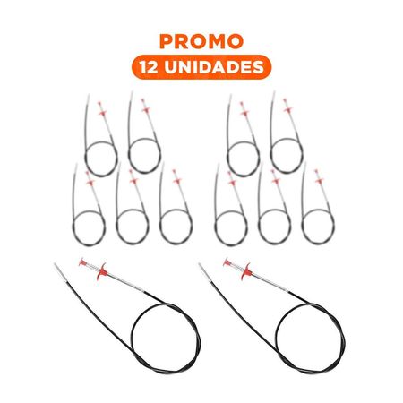 Pack12 Limpiador de Tuberias Funcional con Diseno Largo Negro Casa Y+Regalo Sticker