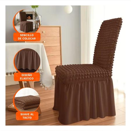 Cubierta Elastica con Relieve Cuadrado para Silla en Color Marron Y+Post It