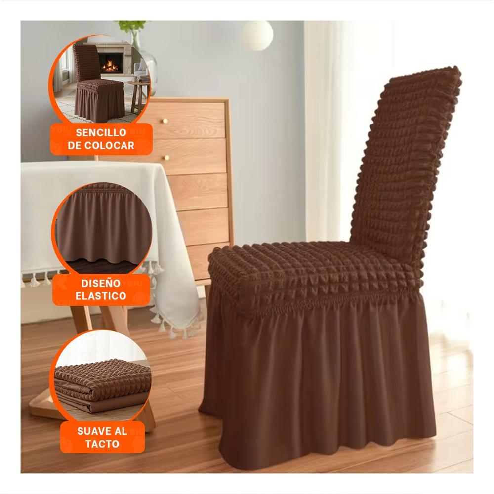 Cubierta Elastica con Relieve Cuadrado para Silla en Color Marron Y+Post It