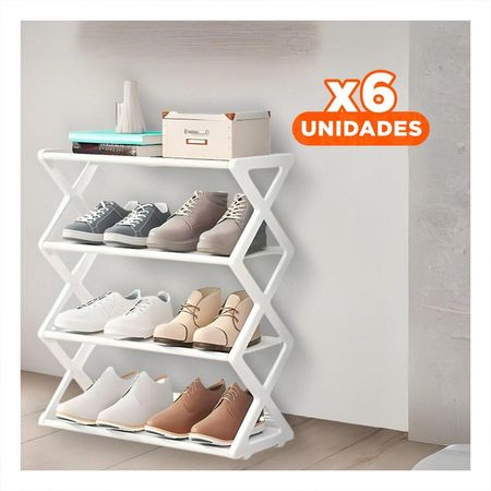 Pack6 Estante Decorativo 4 Niveles Blanco para Zapatos Y+Papel Regalo