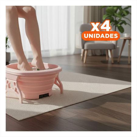 Pack4 Cuenca Portatil con Masajeador de Pies Rosado Facil de Limpiar y Guardar Y+Papel Regalo