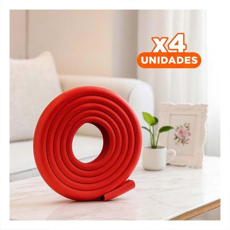 Pack4 Esquina Acolchada de Espuma para Bordes de Mesa y Muebles en Casa Rojo