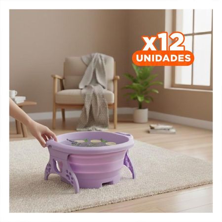 Pack12 Lavadero Portatil con Masajeador de Pies Morado para Uso Diario en Casa Y+Papel Regalo