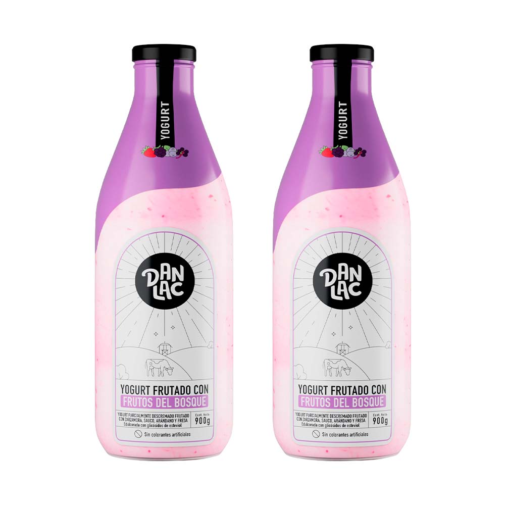 Pack Yogurt Frutado DANLAC con Frutos del Bosque Botella 900g x 2un