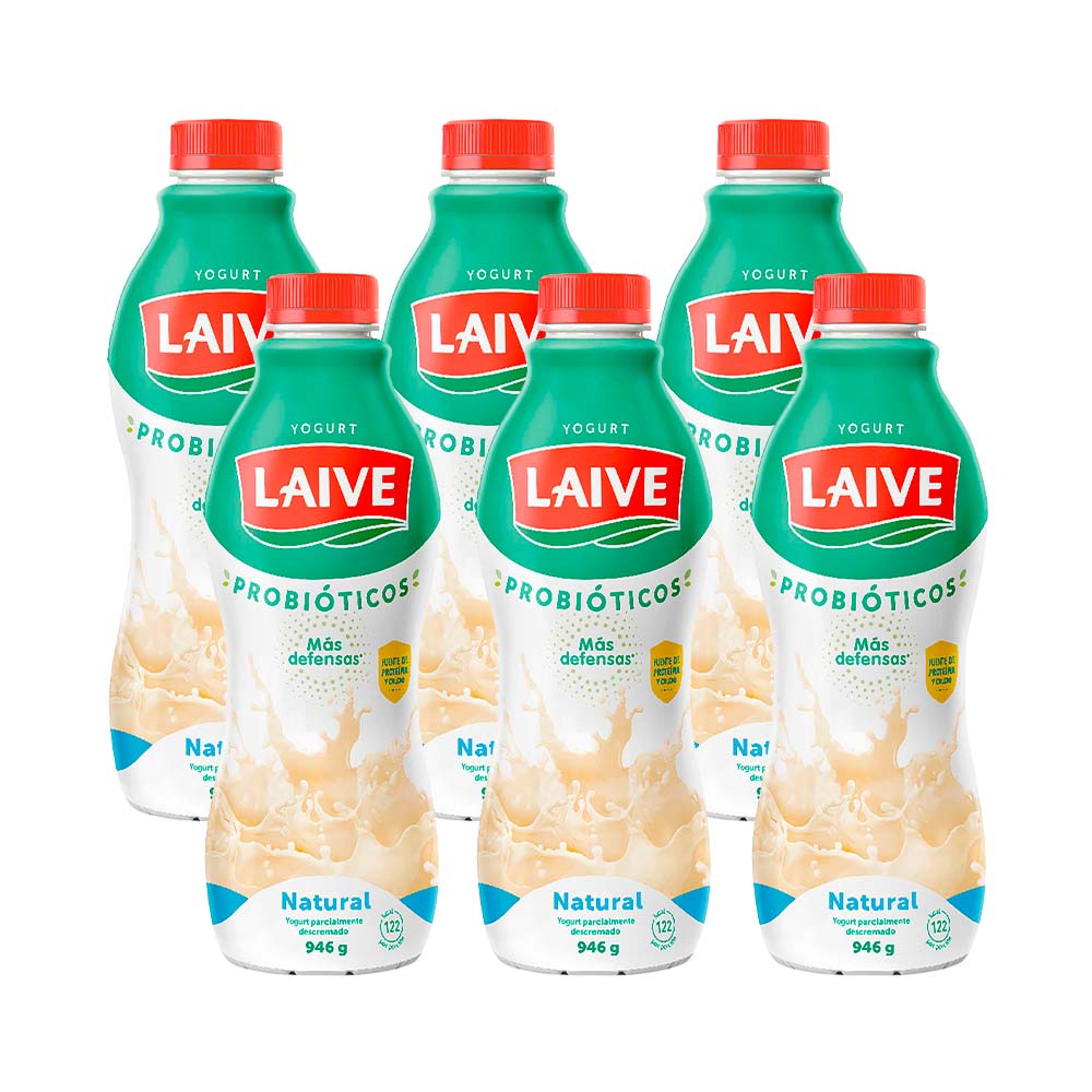Pack 
Yogurt Bebible LAIVE Bio Natural Botella 946g x 6un