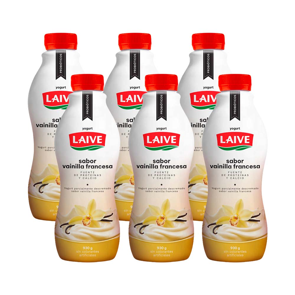 Pack 
Yogurt Bebible LAIVE Bio Sabor a Vainilla Botella 930g x 6un