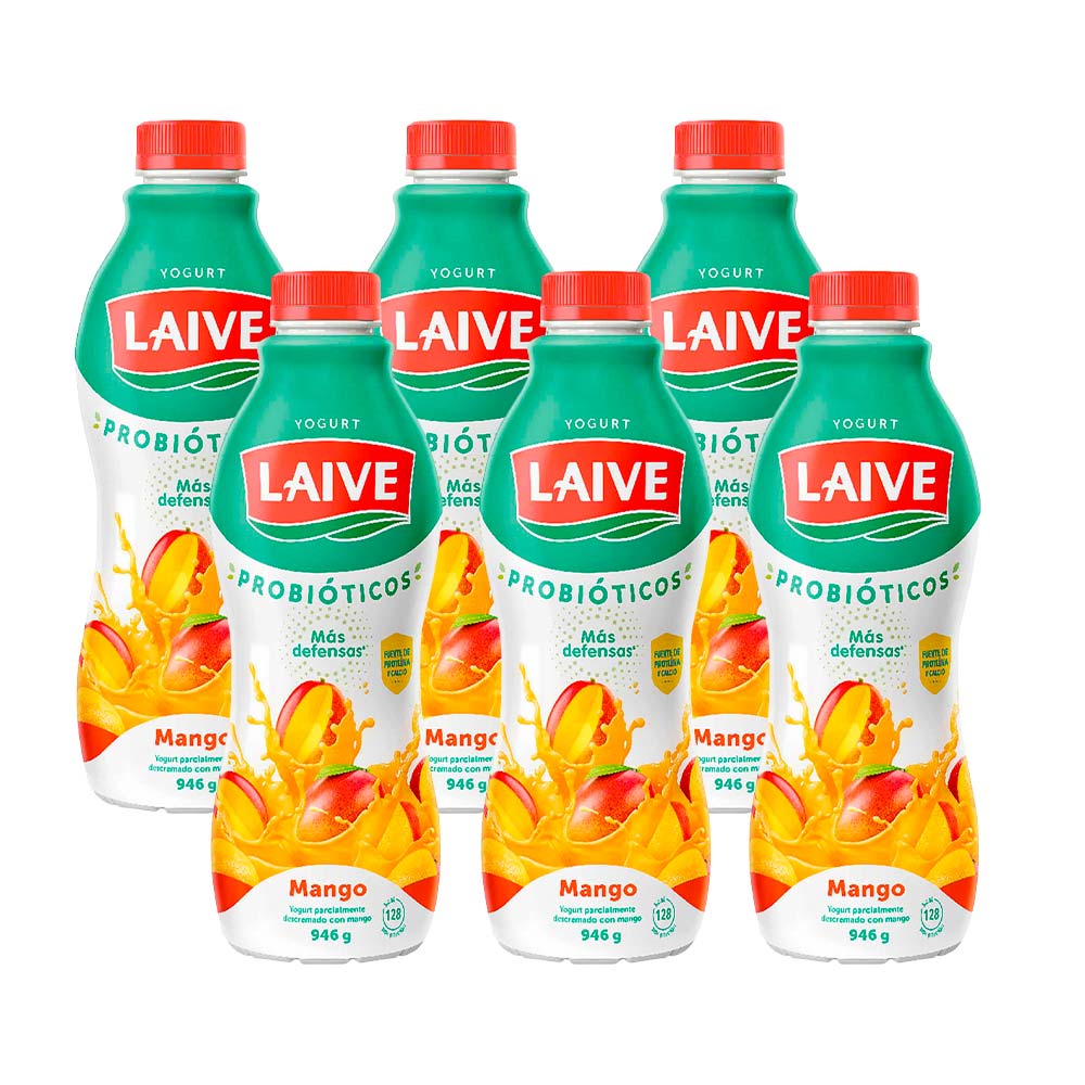 Pack Yogurt LAIVE Bio Sabor a Mango Botella 946g x 6un