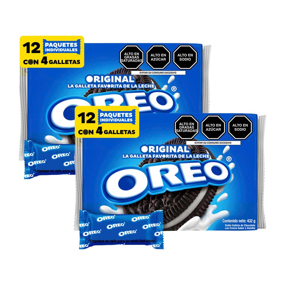 Pack Galletas OREO sabor Original Paquete 12un x 2un