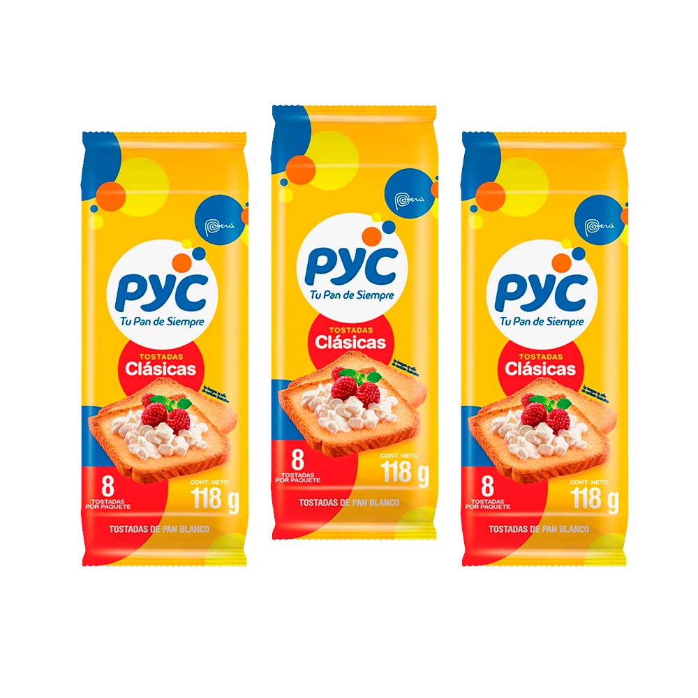 Pack Tostadas PYC Clásicas Paquete 118g x 3un