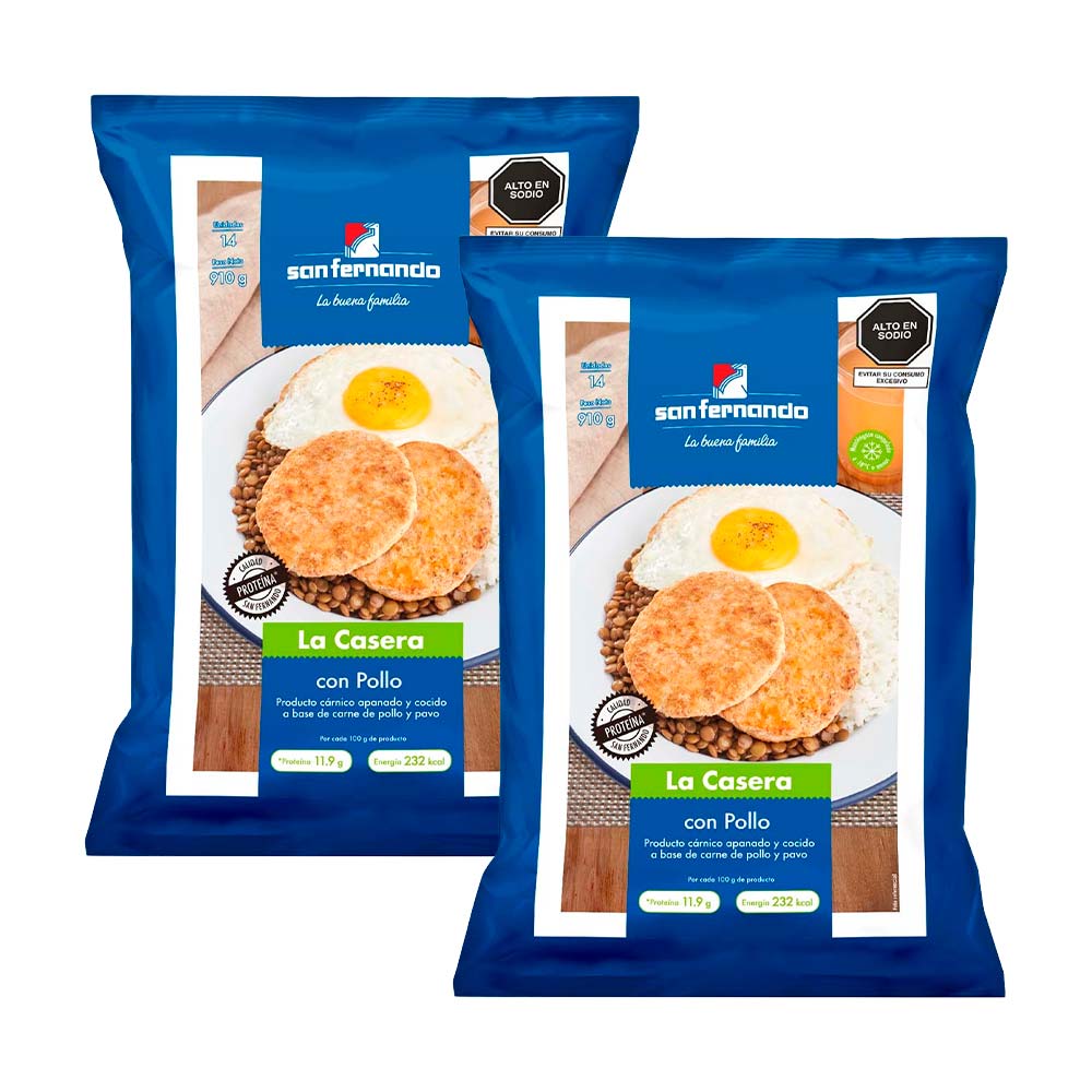 Pack Hamburguesa La Casera de Pollo SAN FERNANDO Bolsa 910g x 2un
