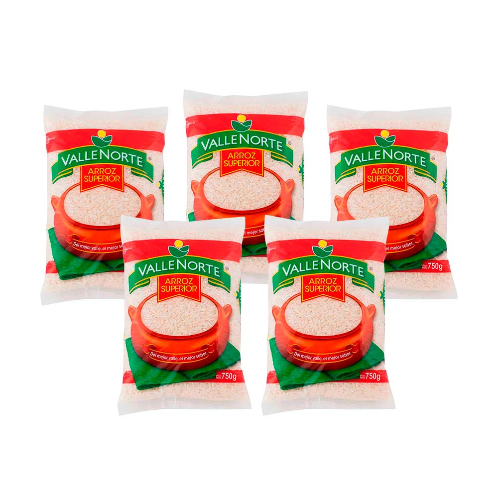 Pack Arroz Superior VALLENORTE Bolsa 750g x 5un