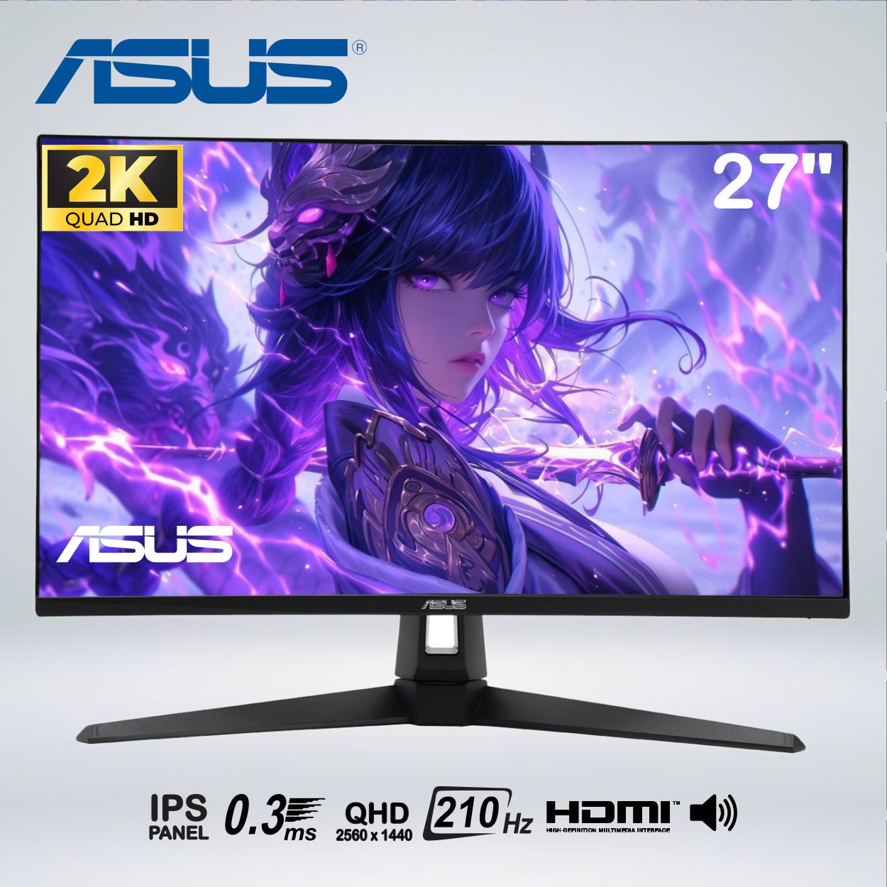 MONITOR GAME ASUS VG27AQ5A QHD 27 PULGADAS fast IPS 210hz 0.3ms AMD SPEAKER