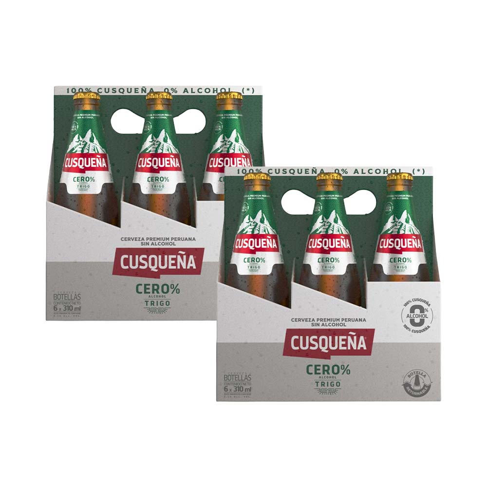Pack Cerveza CUSQUEÑA Cero Trigo Botella 310ml Paquete 6un x 2un