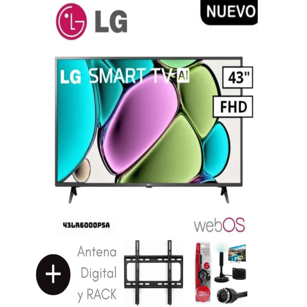 Televisor LG 43 FHD Smart TV AI 43LR6000PSA cn Antena Digital cn RACK