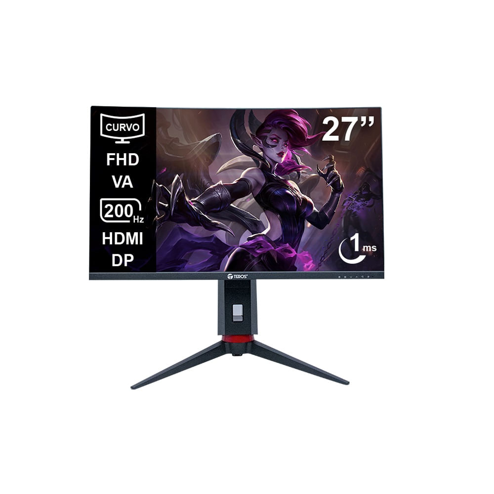 Monitor Curvo Teros TE-2788G 27 Pulgadas FHD VA 200 HZ 1MS HDMI DP Audio Out