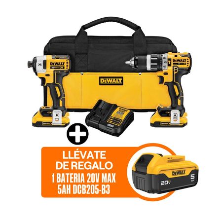 Combo Dewalt Inalámbrico DCK287D2-K13: Taladro Percutor DCD796 + Atornillador de Impacto + Bateria 5.0Ah + Cargador
