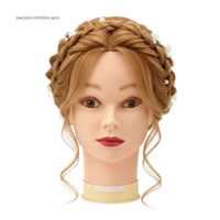 Cabezal con Cabello Sintético para Práctica de Peluquería - Cobrizo
