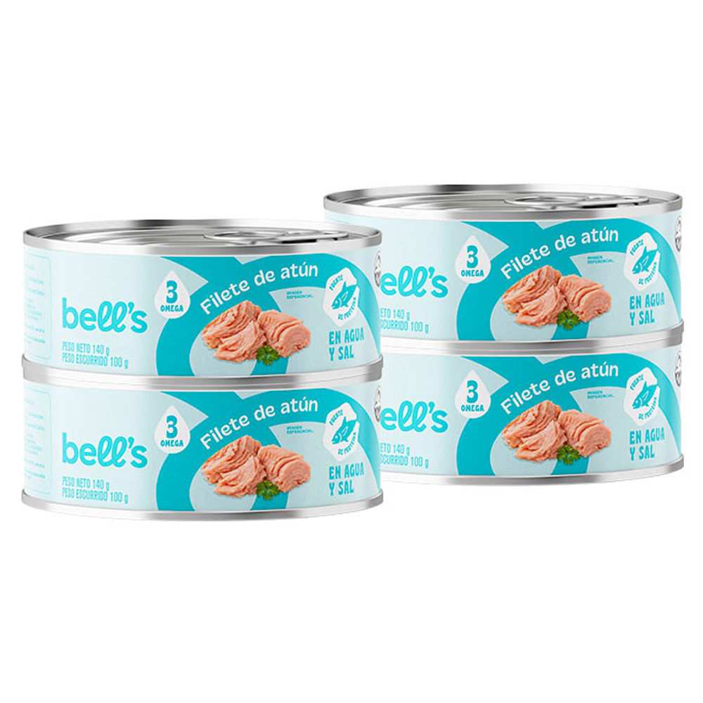 Filete de Atún en Agua BELL'S Lata 140g Paquete 4un
