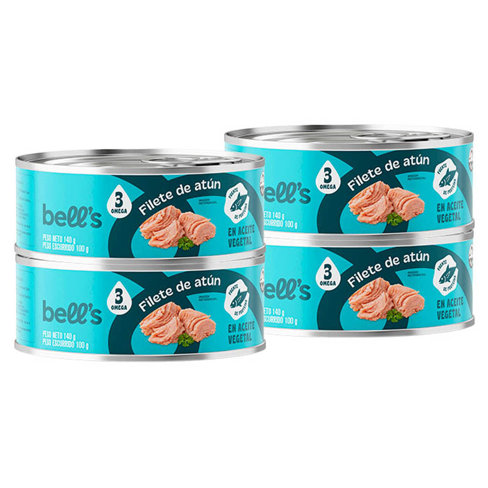 Filete de Atún en Aceite BELL'S Lata 140g Paquete 4un