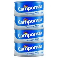 Trozos de Atún CAMPOMAR en Aceite Vegetal Lata 150g Paquete 4un