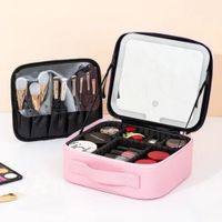 Neceser con espejo led rosado
