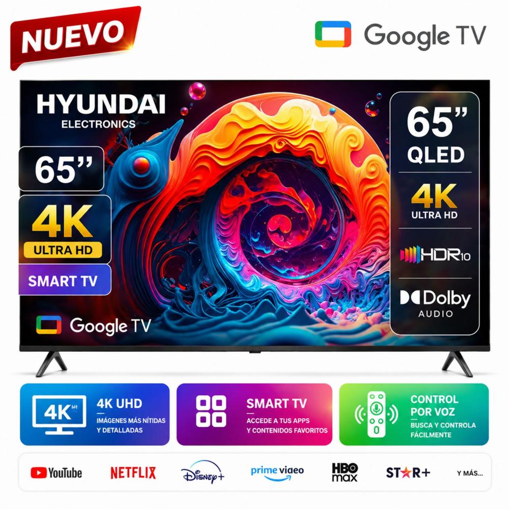 Televisor Hyundai 65 HYLED6513QG 4K QLED Gris