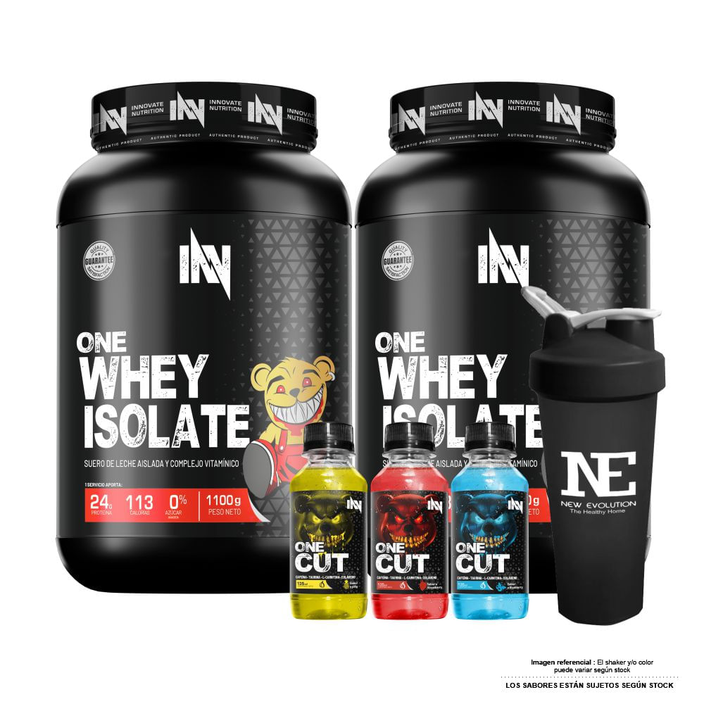COMBO INNOVATE NUTRITION - 2 ONE WHEY ISOLATE 1.100 KG. COOKIE + SHAKER