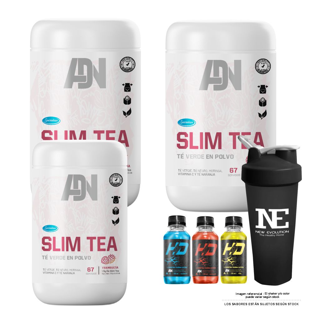 COMBO ADN WOMEN'S - 3 SLIM TEA 100 GR. FRAMBUESA + SHAKER