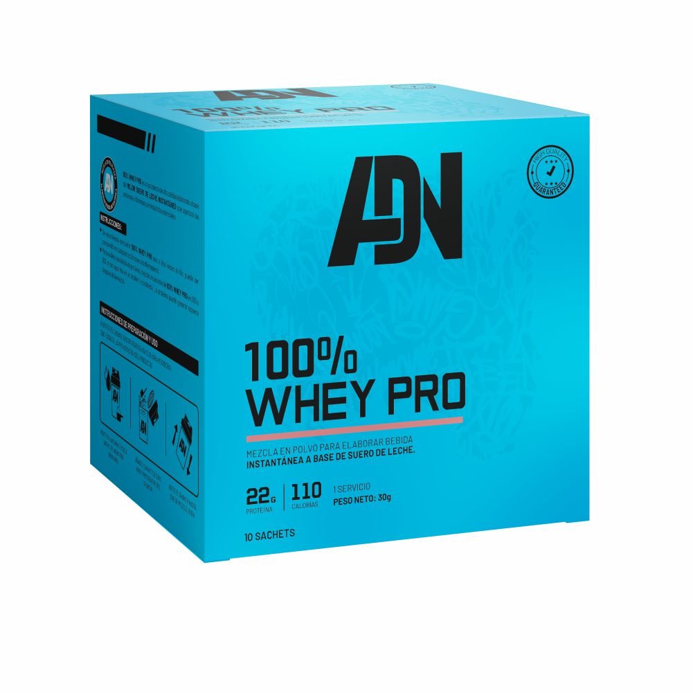 ADN NUTRITION 100% WHEY PRO  CAJA 10 UNID. CHOCOLATE