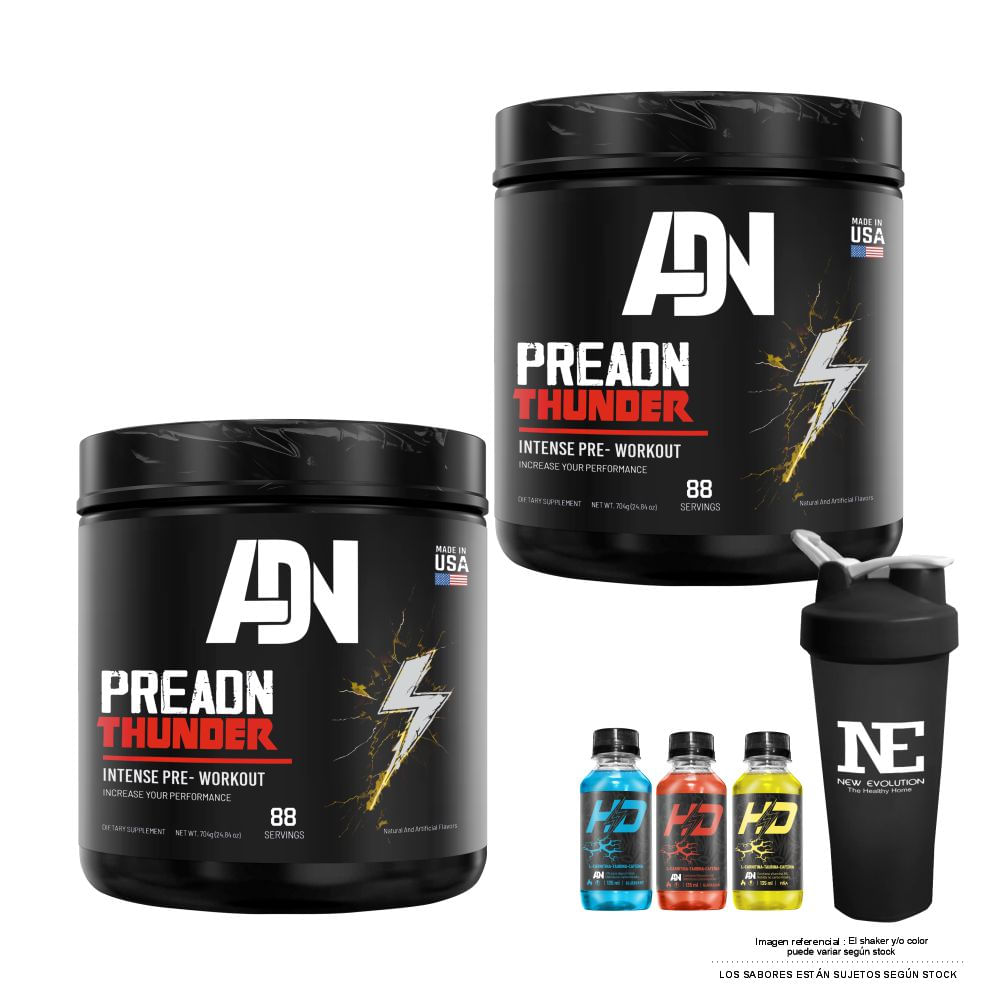 COMBO ADN NUTRITION - 2 PREADN THUNDER 700 GR. UVA + SHAKER