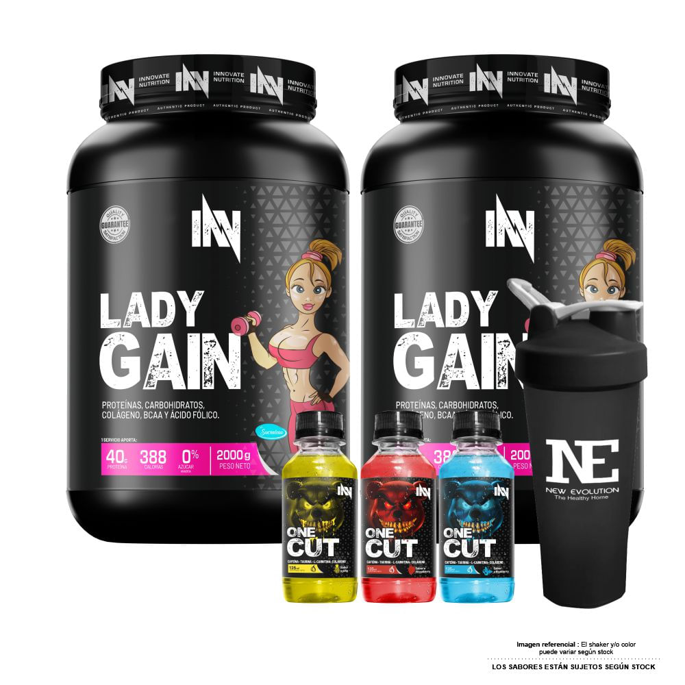 COMBO INNOVATE NUTRITION - 2 LADY GAIN 2 KG. CHOCOLATE + SHAKER