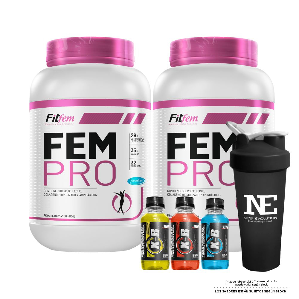 COMBO FITFEM - 2 FEM PRO 1.100 KG. CHOCOLATE + SHAKER