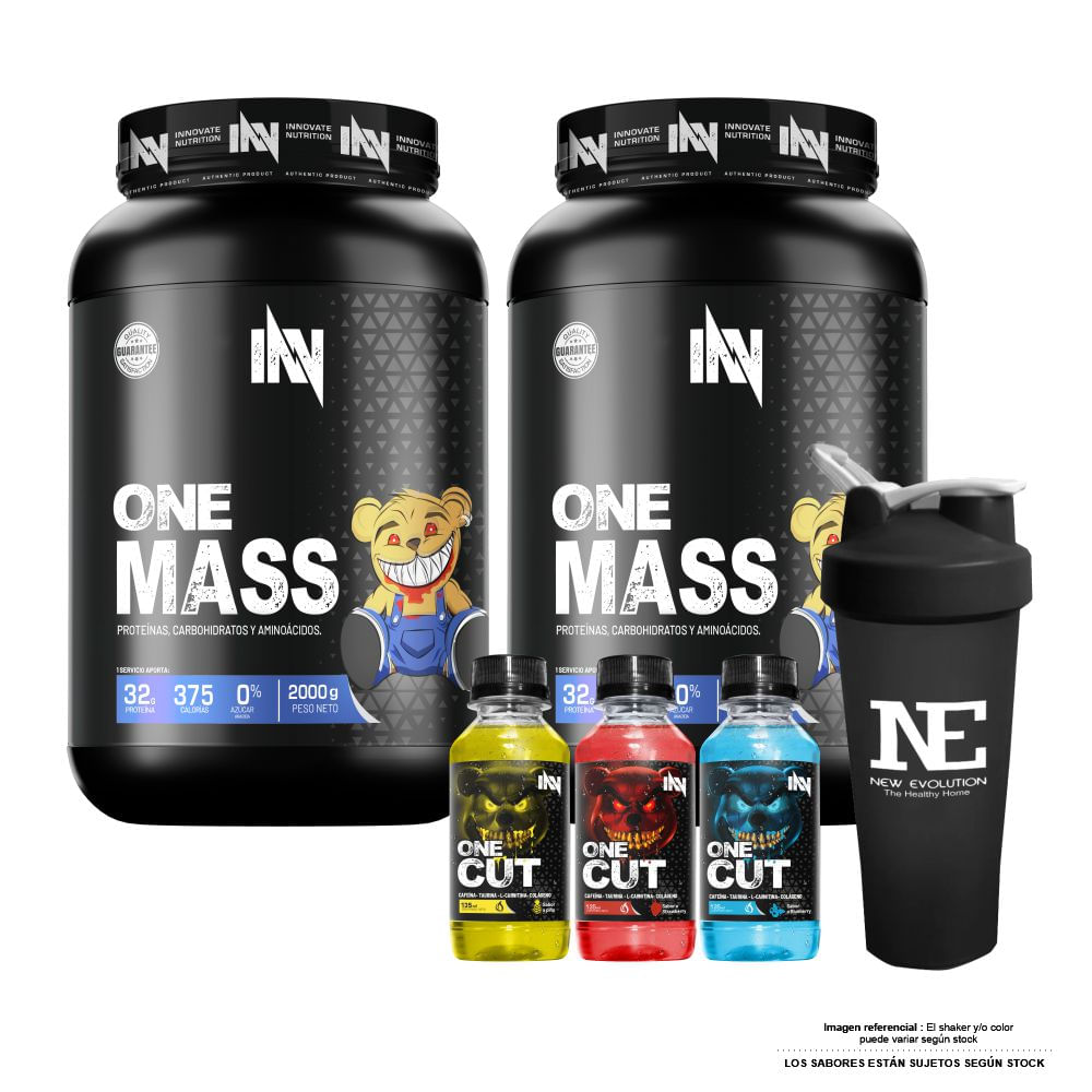 COMBO INNOVATE NUTRITION - 2 ONE MASS 2 KG.VAINILLA + SHAKER