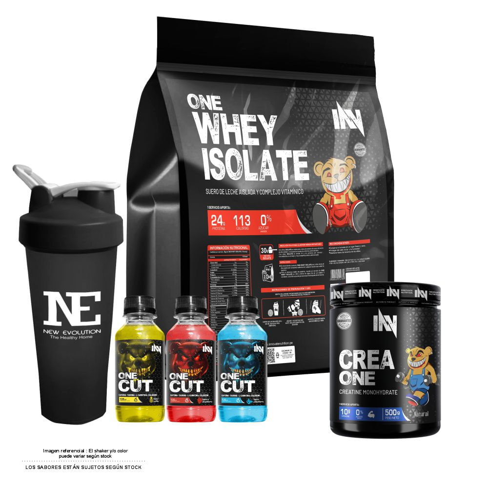 COMBO INNOVATE NUTRITION - ONE WHEY ISOLATE 5 KG. COOKIE + CREA ONE 500 GR. + SHAKER