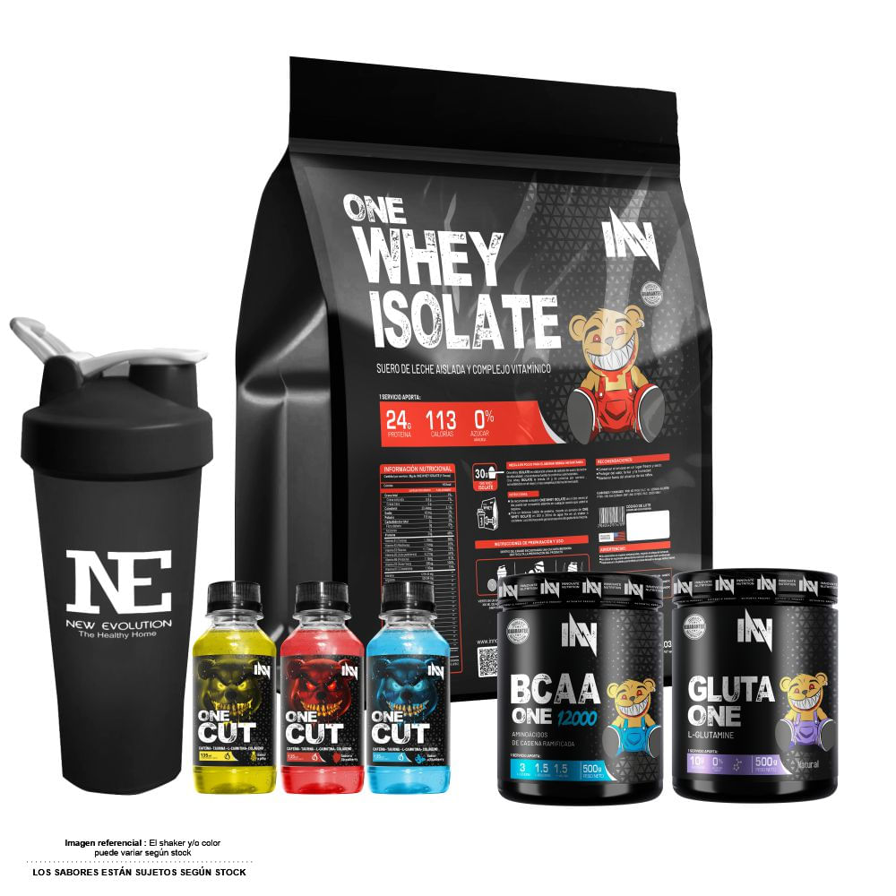 COMBO INNOVATE - ONE WHEY ISOLATE 3 KG. CHOCOLATE+GLUTA ONE 500GR +BCAA ONE 500GR FRUIT PUNCH+SHAKER