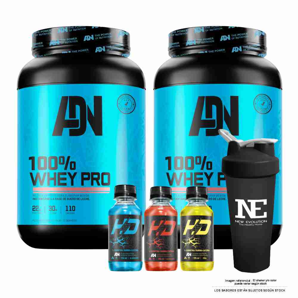 COMBO ADN NUTRITION - 2 100% WHEY PRO 1.100 KG. COOKIE + SHAKER