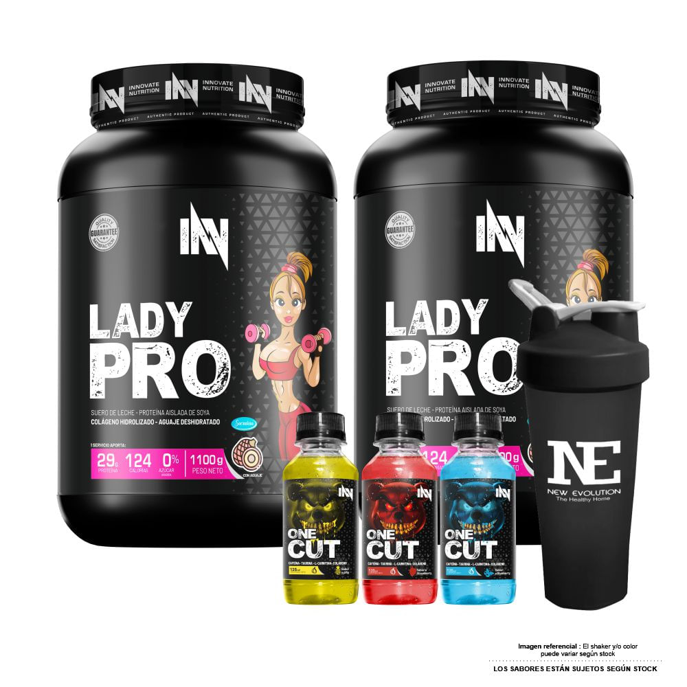 COMBO INNOVATE NUTRITION - 2 LADY PRO 1.100 KG. VAINILLA + SHAKER