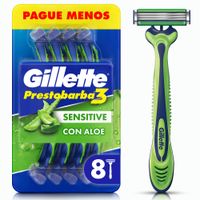 Máquina de Afeitar GILLETTE Prestobarba 3 Piel Sensible Descartable Paquete 8un