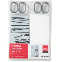 Set x3 Cortinas de Baño Rayas VIVA HOME