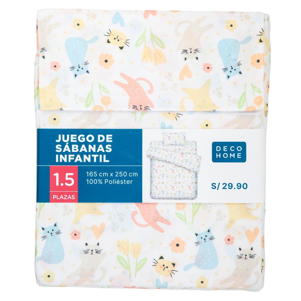 Sábanas DECO HOME Kitty Cat 1.5 Plazas D2