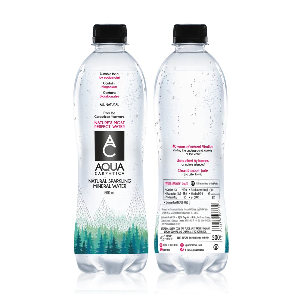 Agua con Gas AQUA CARPATICA Natural Botella 500ml