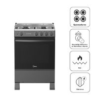 Cocina de Pie a Gas MIDEA 4 Quemadores MGS4Q24B-PE Negro