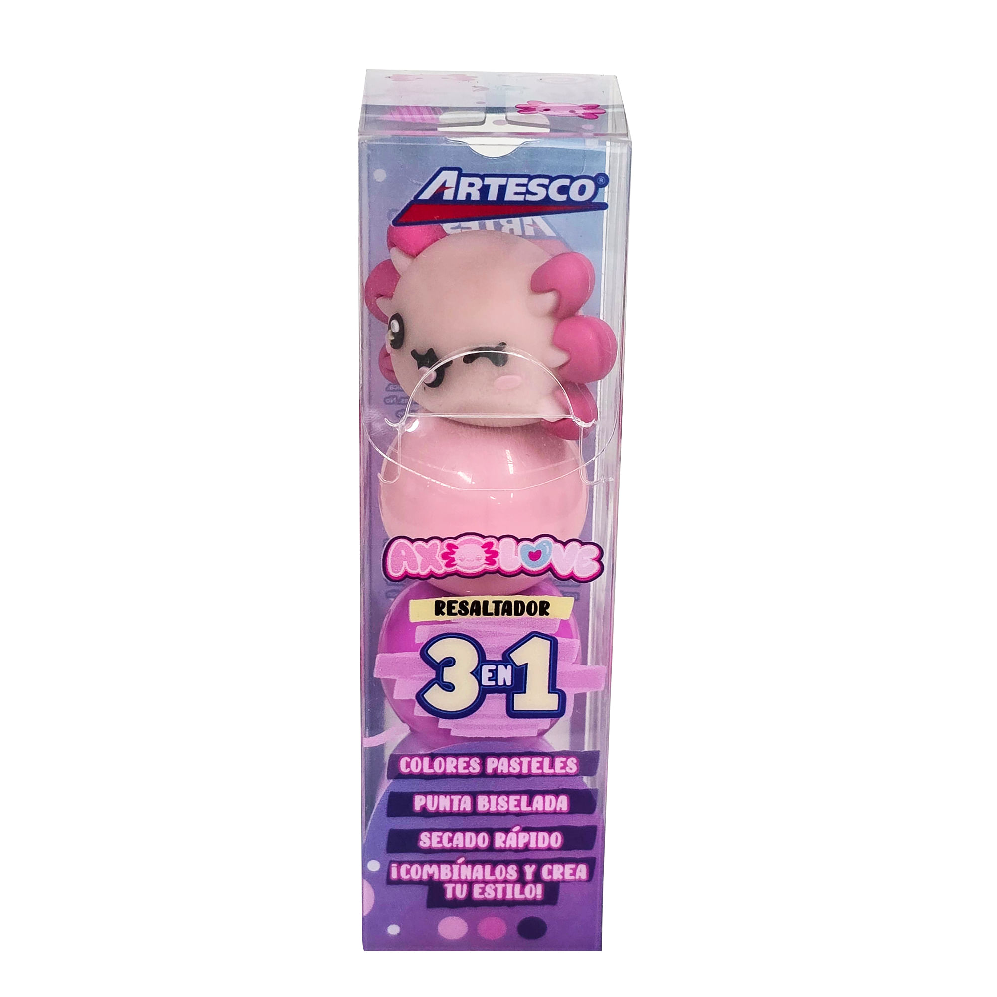 Resaltador Pastel 3 en 1 ARTESCO Diseño Axolove